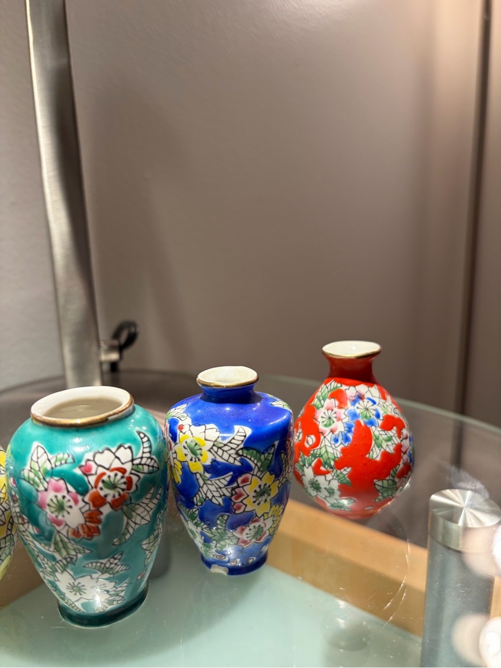 Hand-Painted Multicolor Mini Porcelain Vases - Set of 6 - Picture 4 of 5